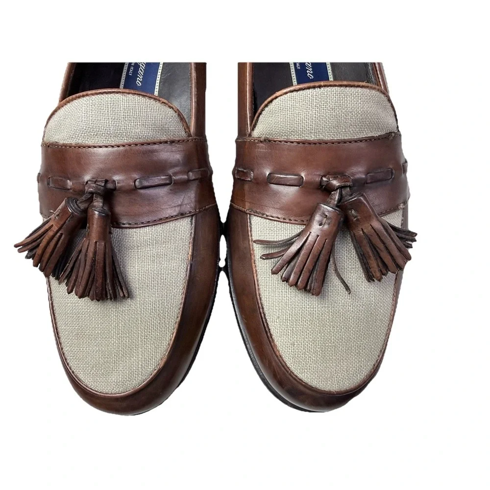 Vintage Handmade Bragano Brown Leather Tassel Loafers Calf 9 Dress Shoes‎ 3a